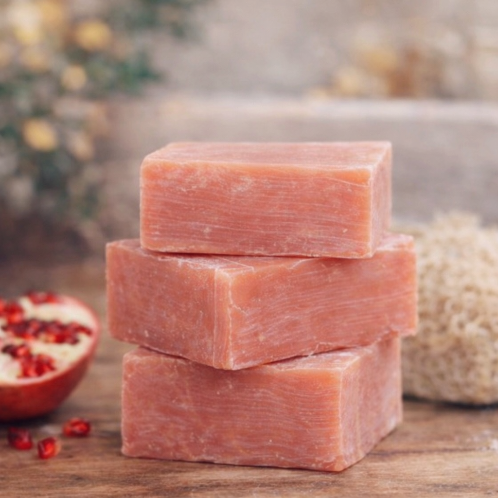 Pomegranate Glow Goat Milk Soap – Tallow + Kaolin Clay | Handmade Skincare Bar