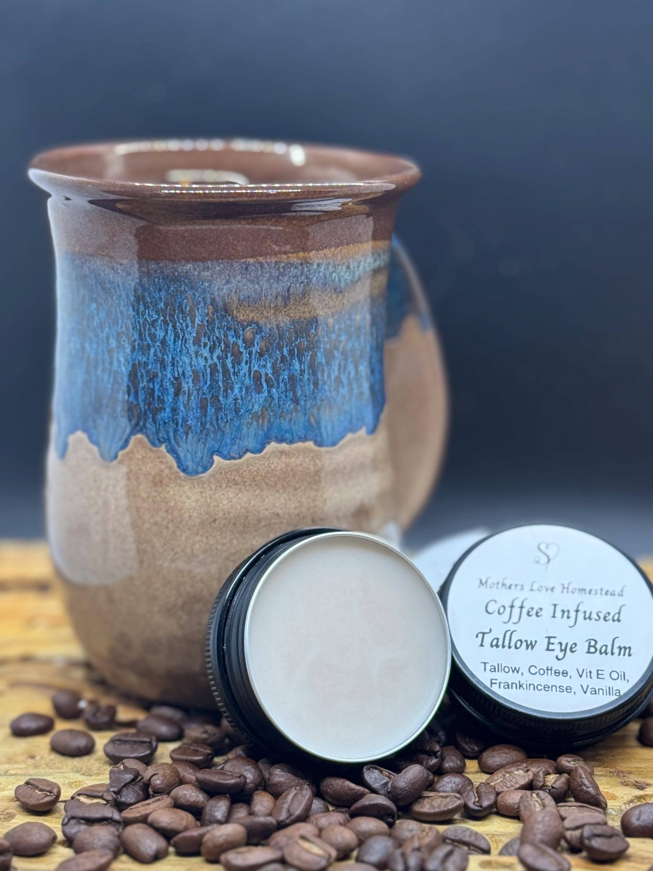 Coffee Tallow Eye Balm | Nourishing Under-Eye Butter | Small-Batch Homestead Skincare 1oz