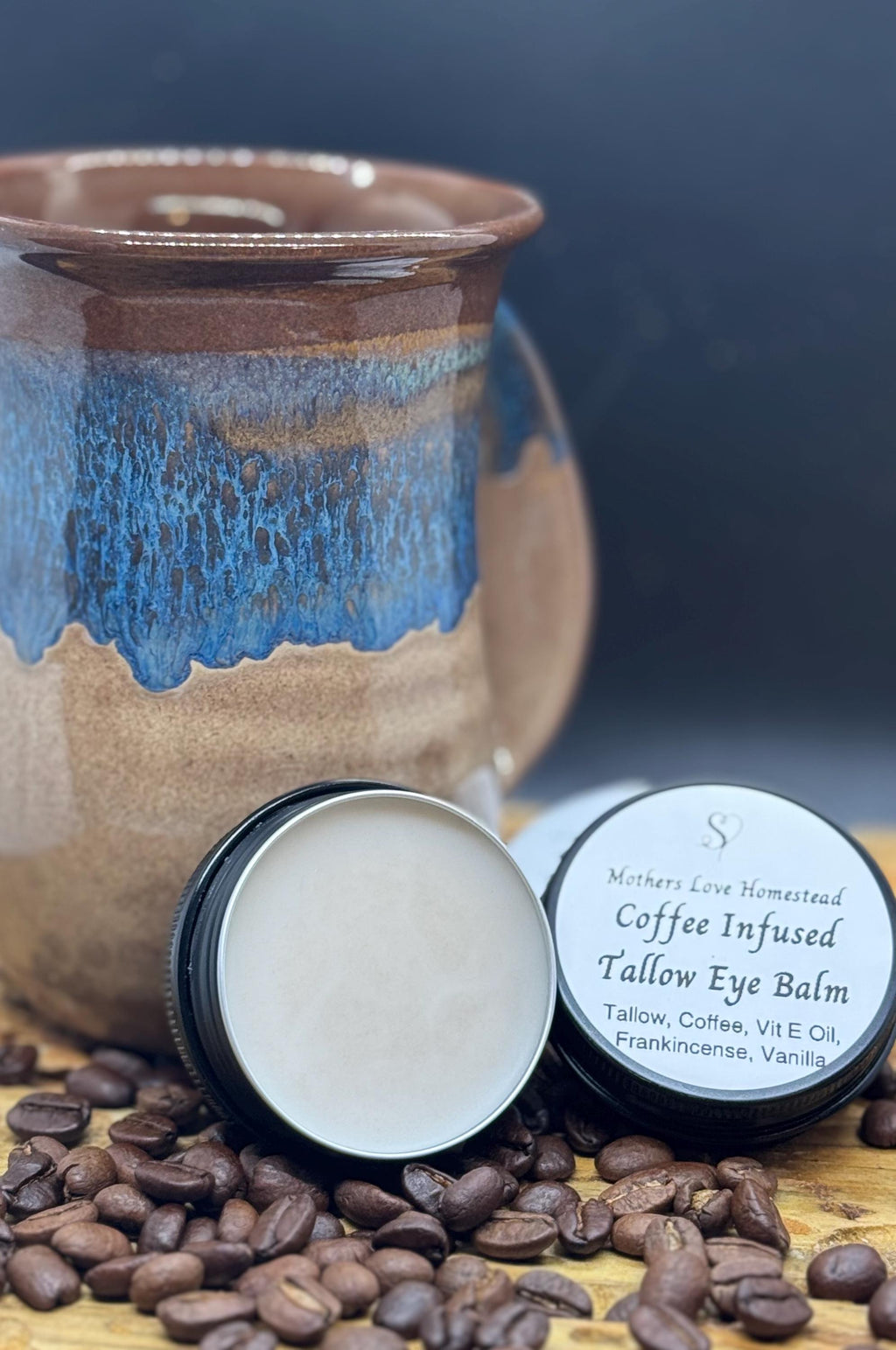 Coffee Tallow Eye Balm | Nourishing Under-Eye Butter | Small-Batch Homestead Skincare 1oz