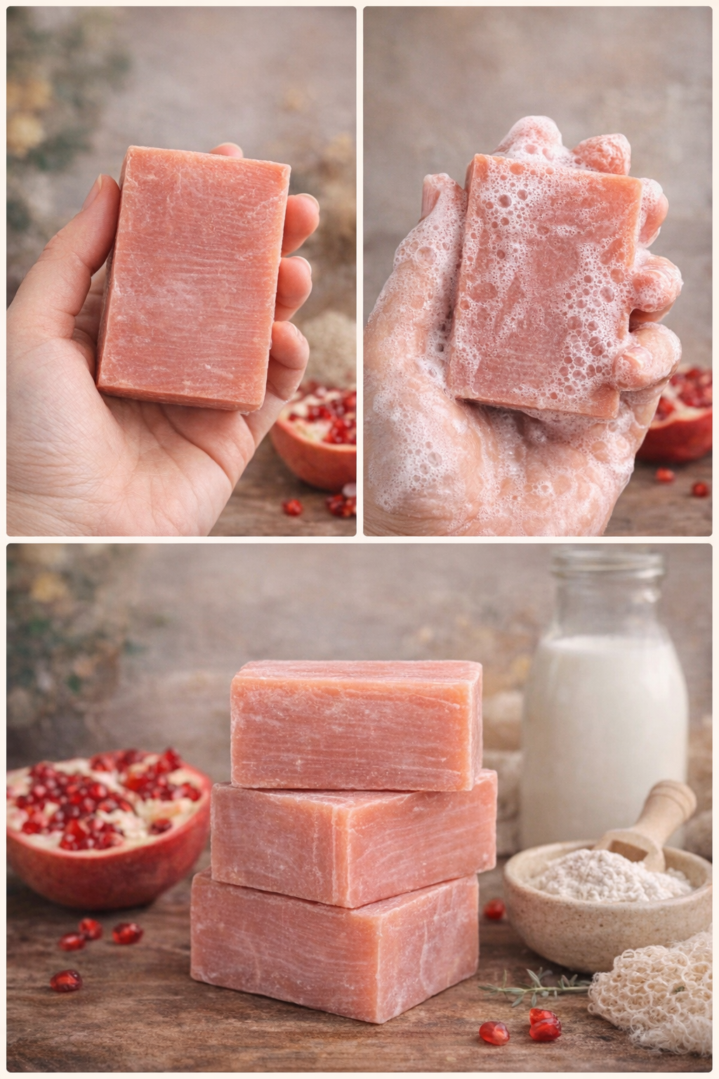 Pomegranate Glow Goat Milk Soap – Tallow + Kaolin Clay | Handmade Skincare Bar