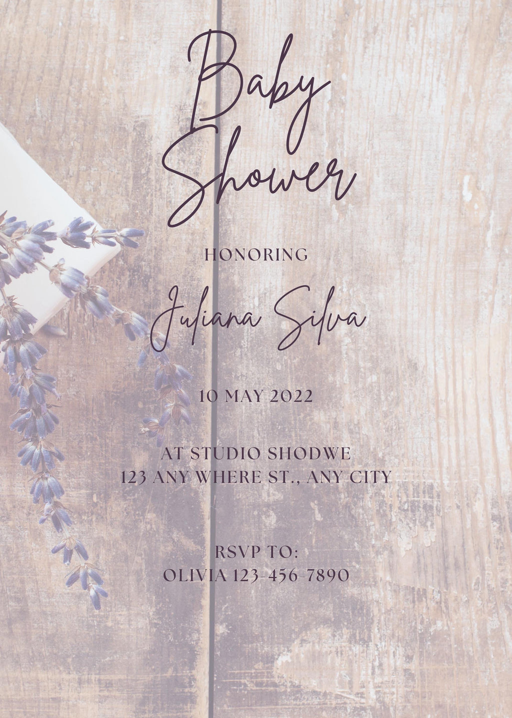 Lavender Baby Shower Invite