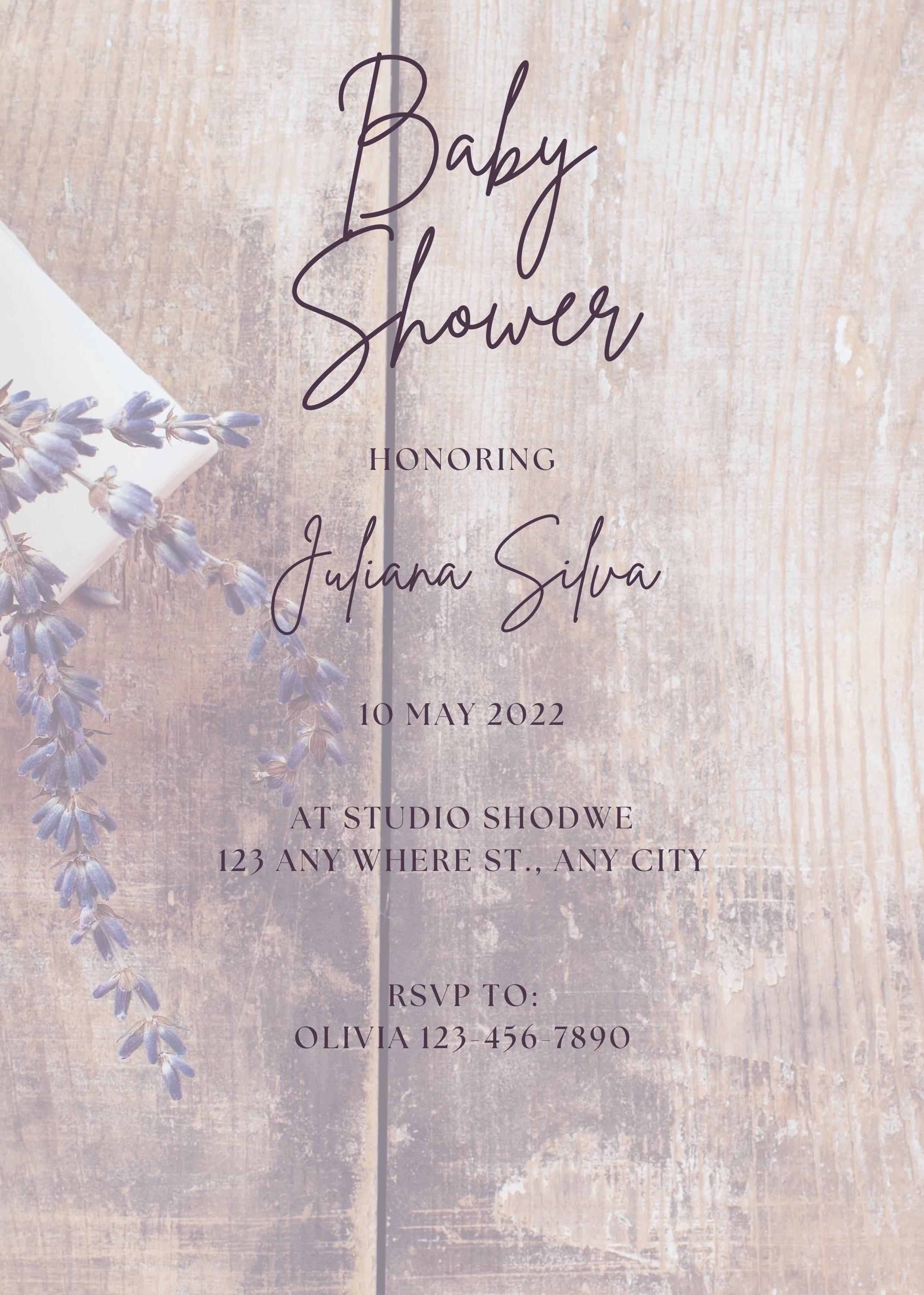 Lavender Baby Shower Invite