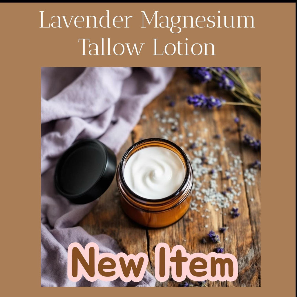 Lavender Magnesium Tallow Cream | Natural Relaxation Balm | Rustic Farmhouse Skincare | Homestead Handmade Moisturizer 4oz