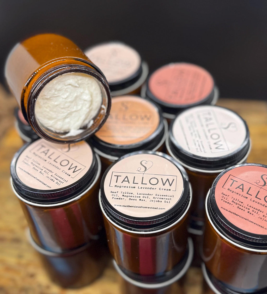 Lavender Magnesium Tallow Cream | Natural Relaxation Balm | Rustic Farmhouse Skincare | Homestead Handmade Moisturizer 4oz