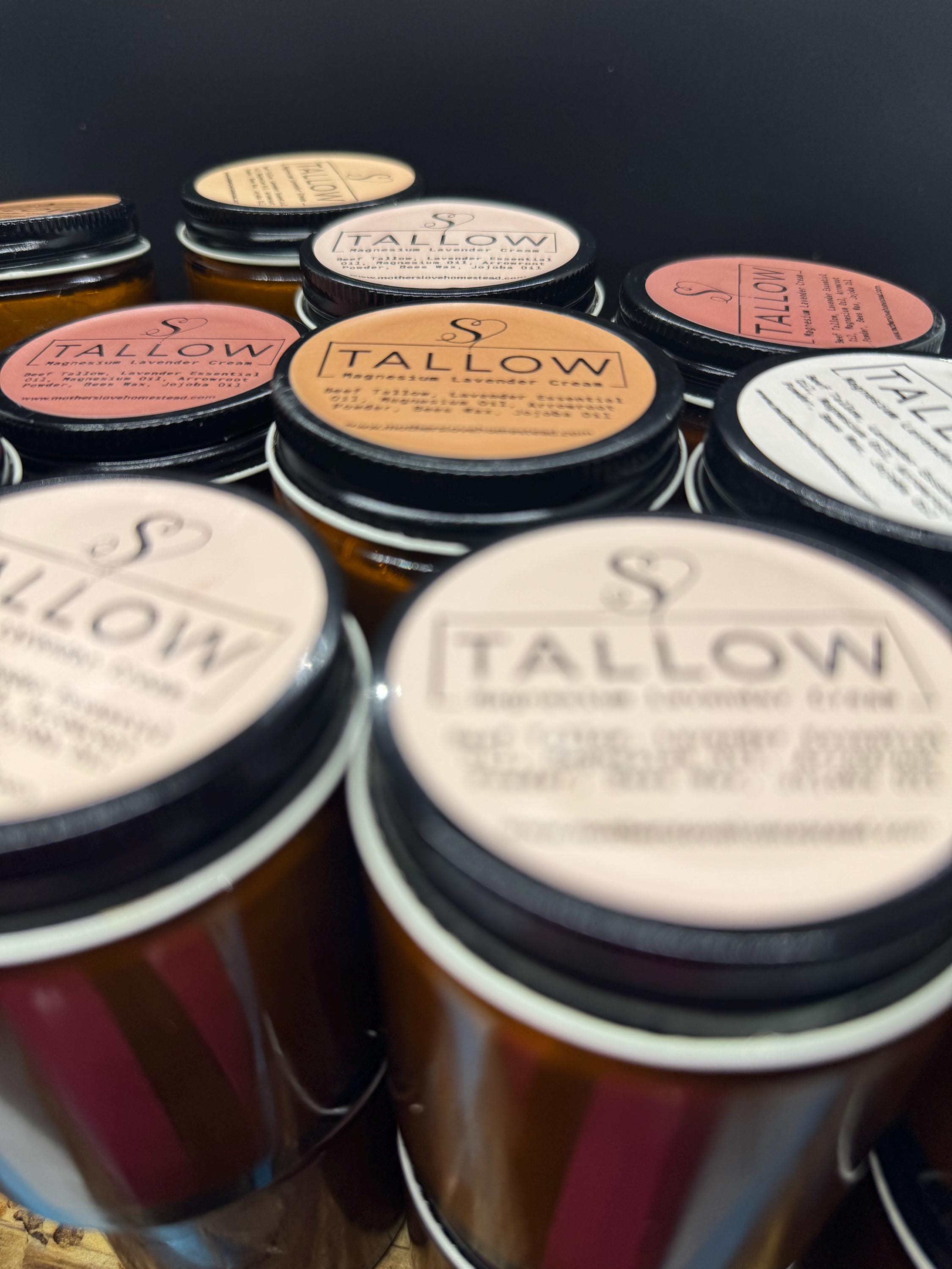 Lavender Magnesium Tallow Cream | Natural Relaxation Balm | Rustic Farmhouse Skincare | Homestead Handmade Moisturizer 4oz