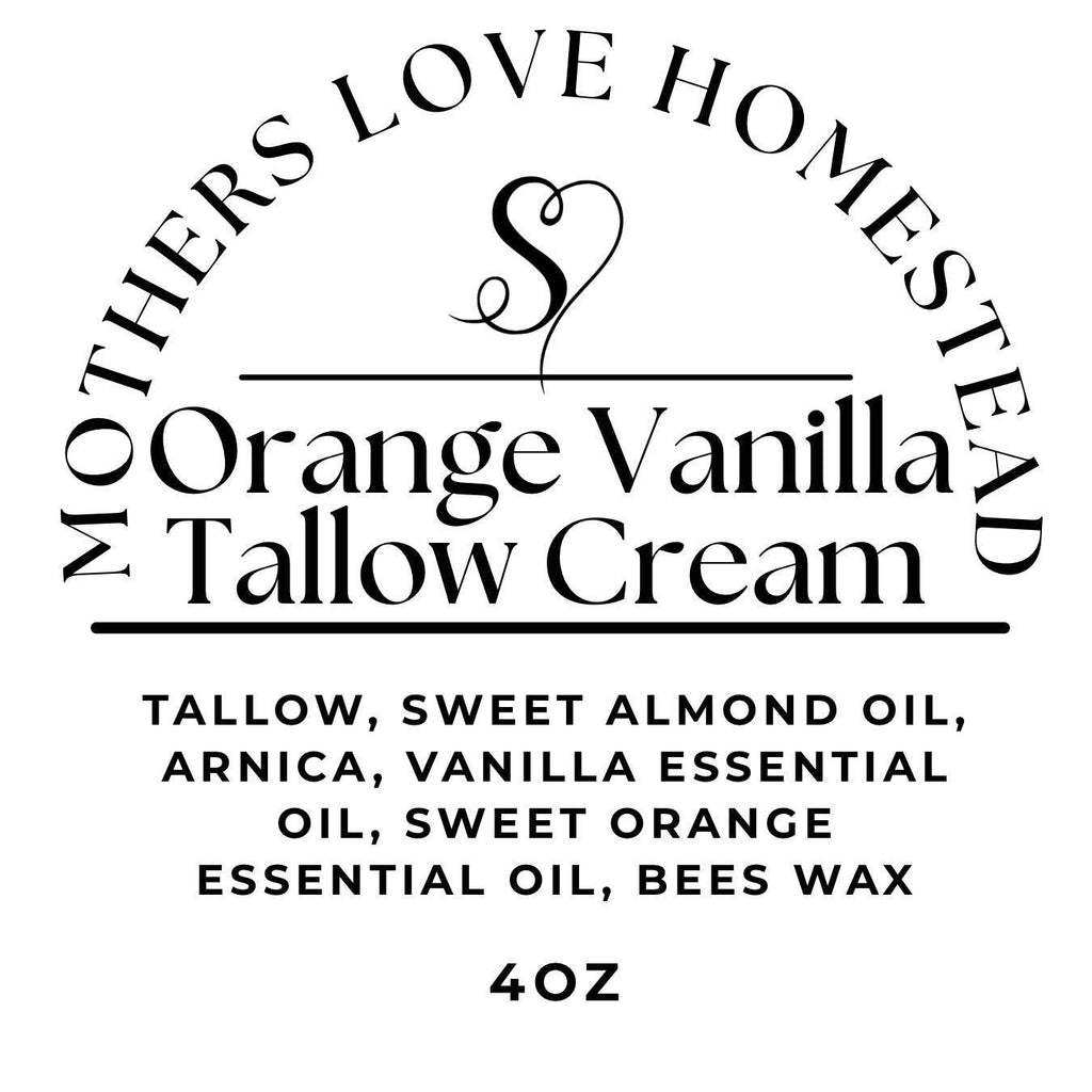 Orange Vanilla Tallow Lotion | Whipped Body Cream | Rustic Farmhouse Skincare | Handmade Homestead Moisturizer 4oz