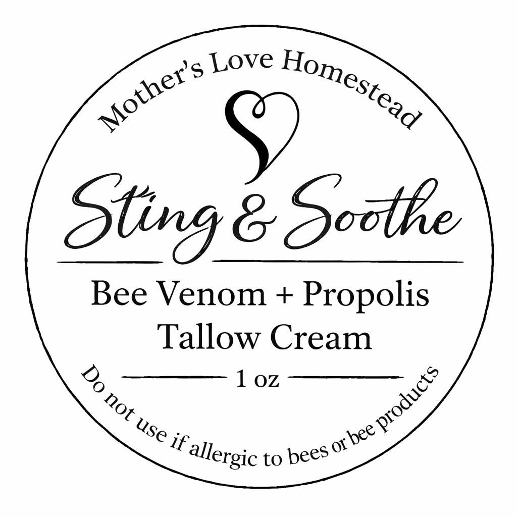Sting & Soothe Bee Venom Propolis Tallow Cream | Natural Dry Skin Balm