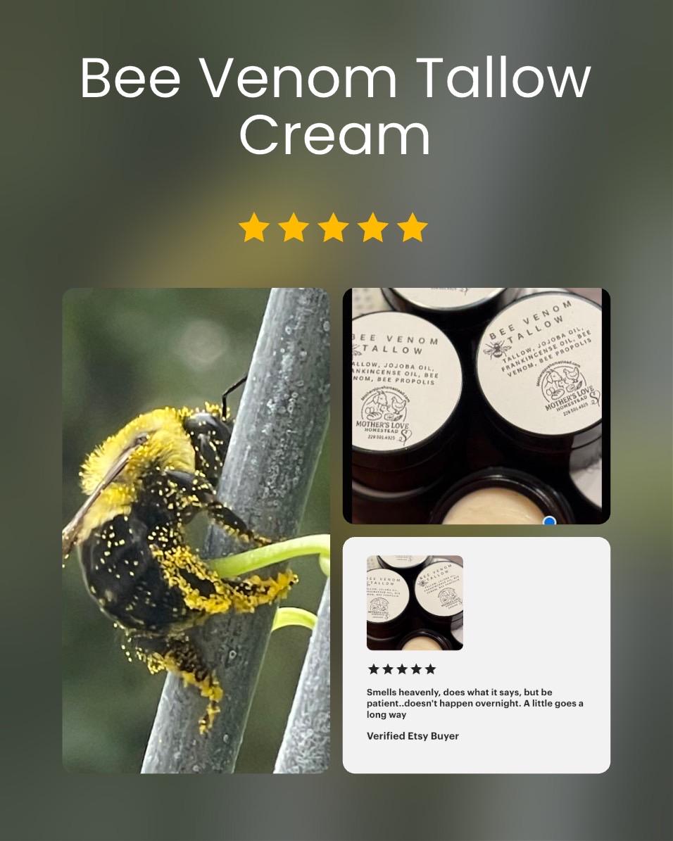 Sting & Soothe Bee Venom Propolis Tallow Cream | Natural Dry Skin Balm