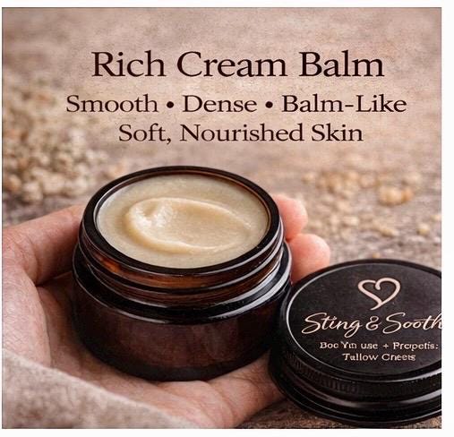 Sting & Soothe Bee Venom Propolis Tallow Cream | Natural Dry Skin Balm