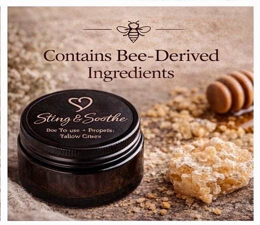 Sting & Soothe Bee Venom Propolis Tallow Cream | Natural Dry Skin Balm
